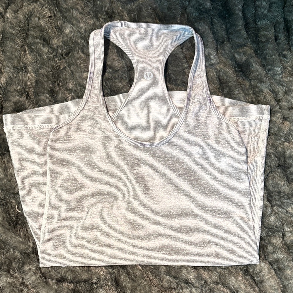 lululemon athletica Light Gray Striped Racerback Tank